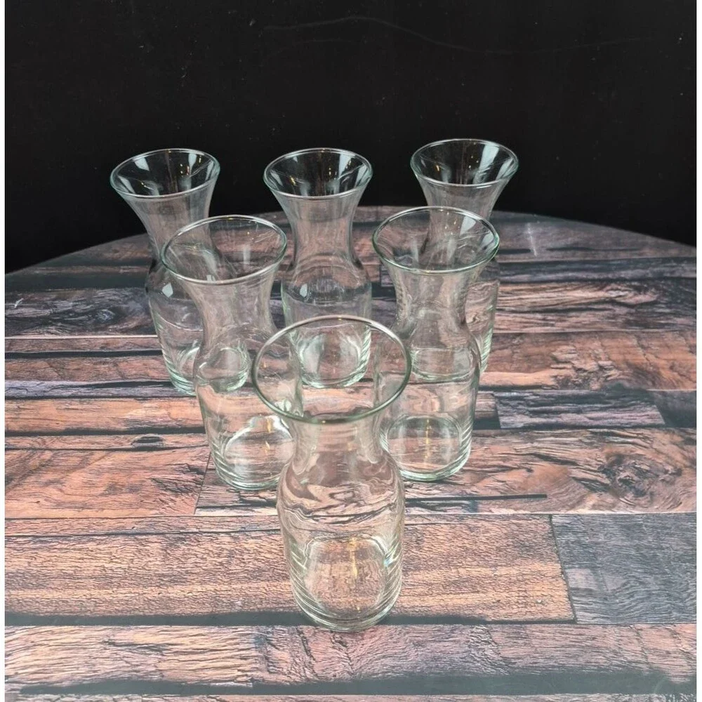 Mini Glass Wine Carafes 6pk – 7oz Single-Serve Personal Decanters VTG Happy Hour